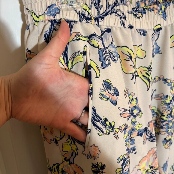 BCBG MAXAZRIA RYEN Medium M Cream Yellow Peach Floral Spring Pants POSH58 - Picture 8 of 16